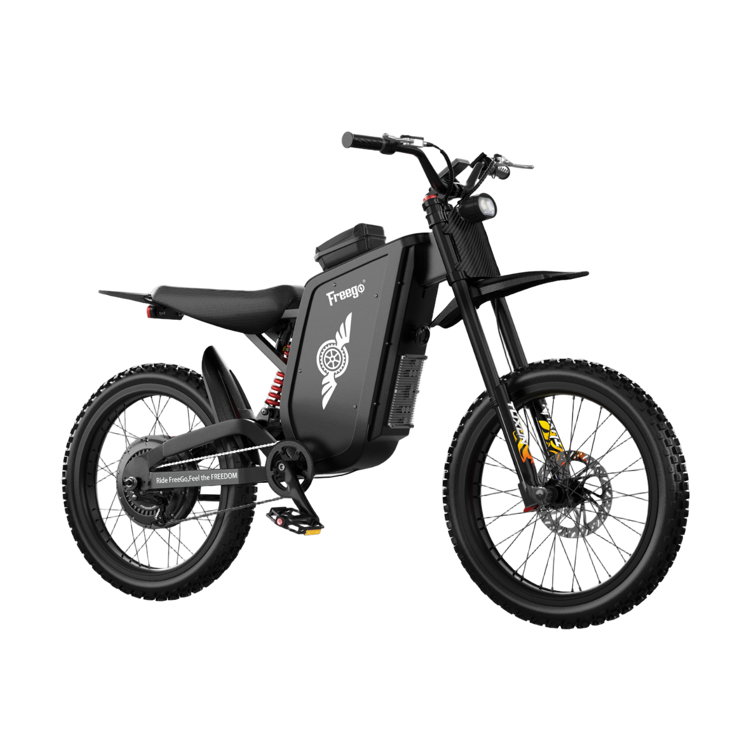 Freego X3 electric dirt bike right rear side view
