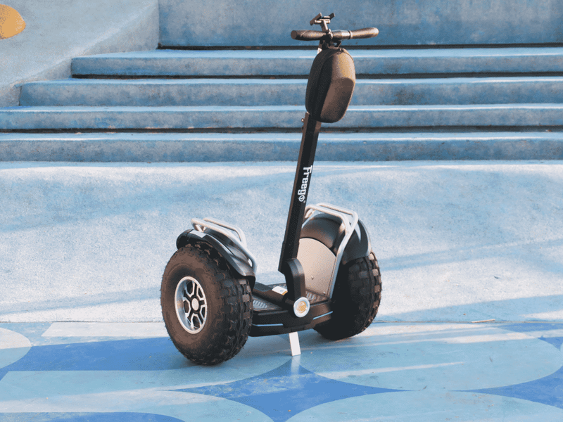 Segway on a blue and white patterned floor