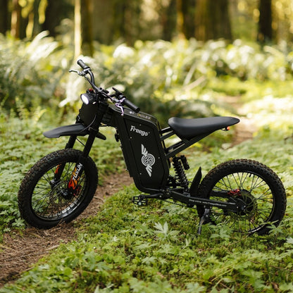 freego X1 series Black electric bike in a forest