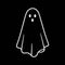 White ghost outline on a black background