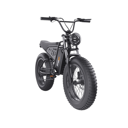 Electric bike with large wheels on a gray background