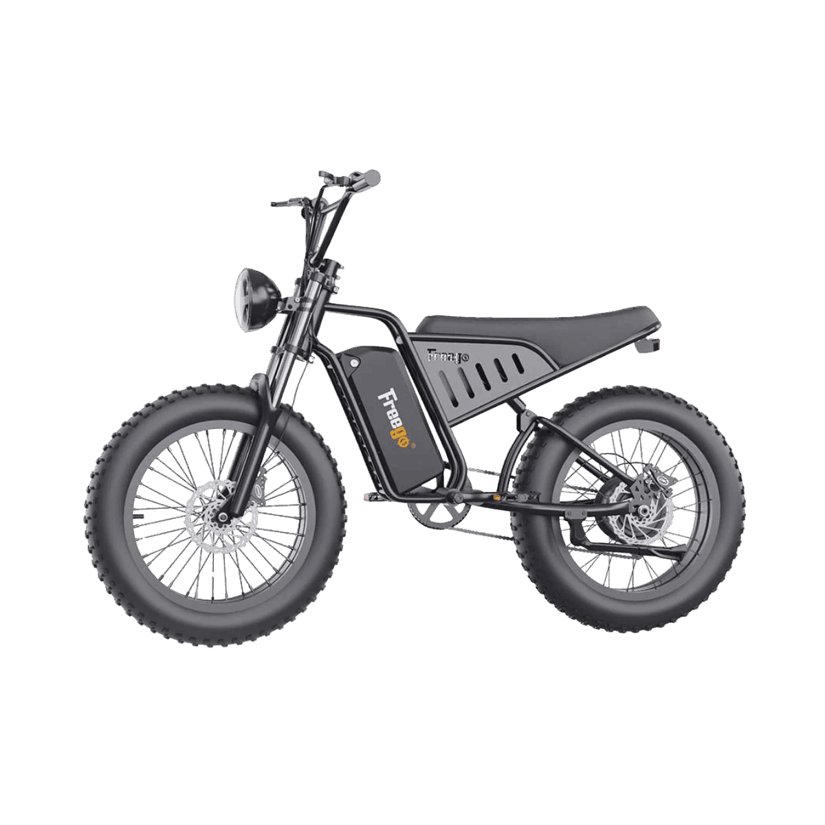 Electric bike with fat tires on a gray background